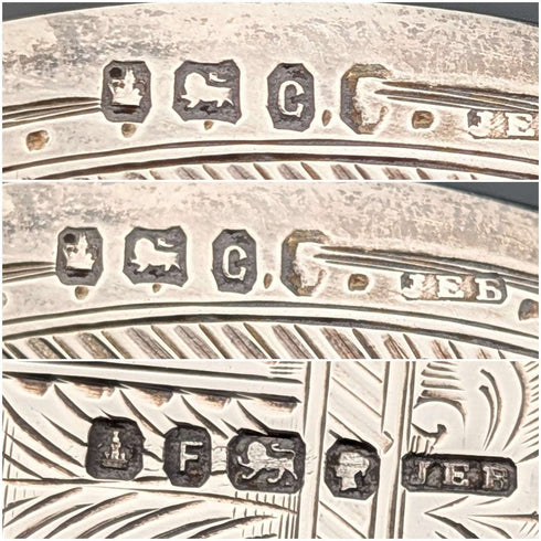 Circa 1874 English Antique Sterling Silver Christening Cutlery Set Total 89g by Walker & Hall, Cased