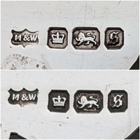 1910年 英国古董 纯银制小型带脚碟子一对 总重104g Mappin&Webb