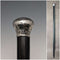 1913 British Vintage Men's Walking Stick, Sterling Silver, Round Handle, 91cm, Black Shaft