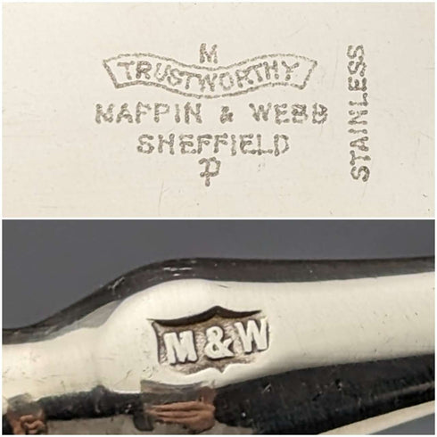 20世纪50年代 英国复古白蝶贝手柄刀叉6件套 附礼盒 Mappin & Webb