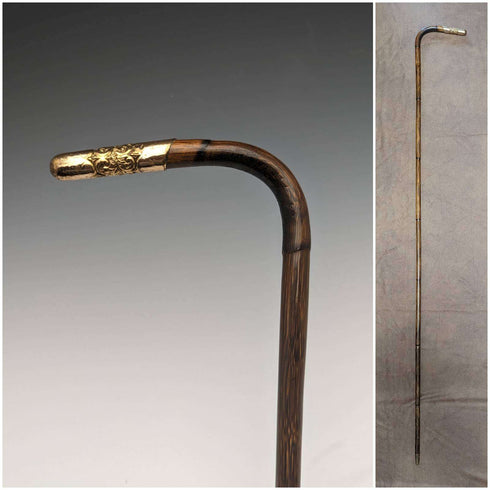 1900년경 영국 앤티크 슬림형 경량 스틱 지팡이 L자 핸들 91.5cm