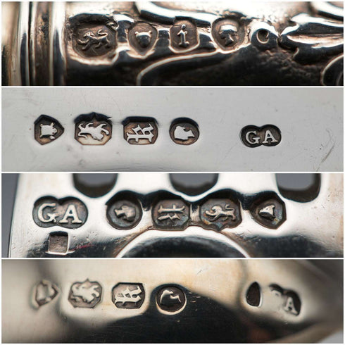 1865 Antique English Sterling Silver Christening Cutlery Set, Total 102g, by George Adams, Cased