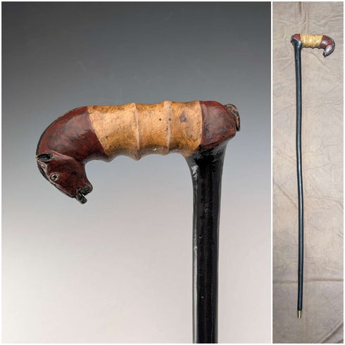 Bastón con mango de escultura de caballo en color, eje negro vintage, 94 cm