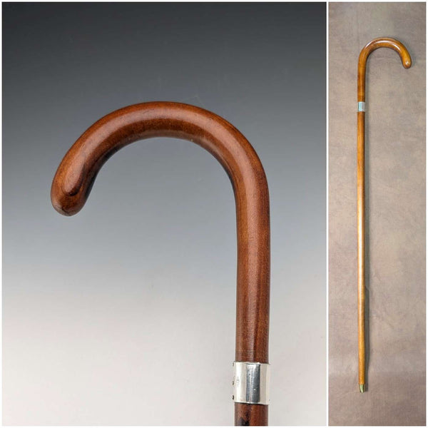 빈티지 탕샤프트 굴곡 핸들 순은 장식 지팡이 92cm
