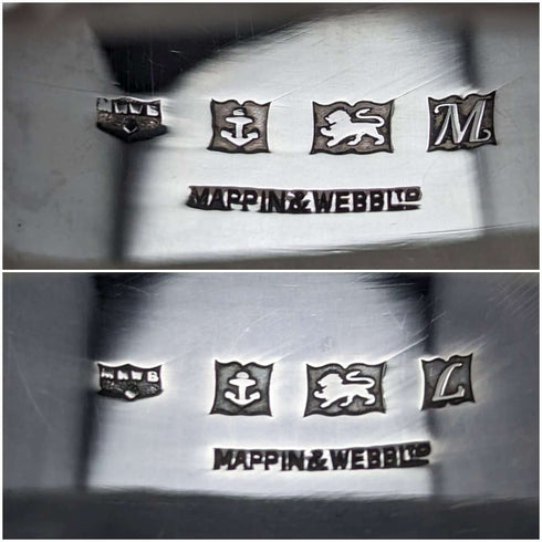 Circa 1960 British Vintage Sterling Silver Napkin Ring Pair Mappin & Webb Paper Box
