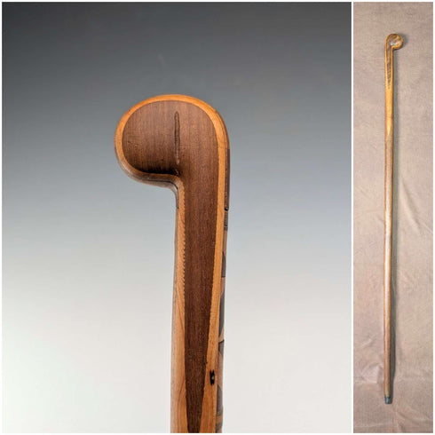 20世纪前半期 棕色与棕褐色 拼花木圆环手柄 手杖 89cm