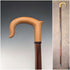 Vintage Long Walking Cane, Octagonal Shaft & Two-Tone Wood Handle, 133cm