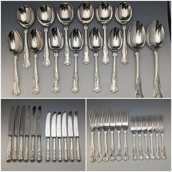 British Vintage Silver Plated Cutlery Full Set of 38 N.BARNETT