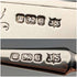 1899 British antique white mother-of-pearl handle, pure silver blade dessert cutlery, 4 pairs, John Sanderson