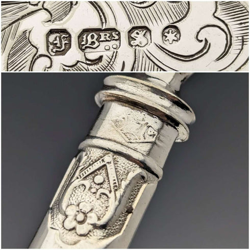 19世紀後半 英国アンティーク シルバープレート製 デザートカトラリー6ペアセット 木箱入り Fenton Brothers