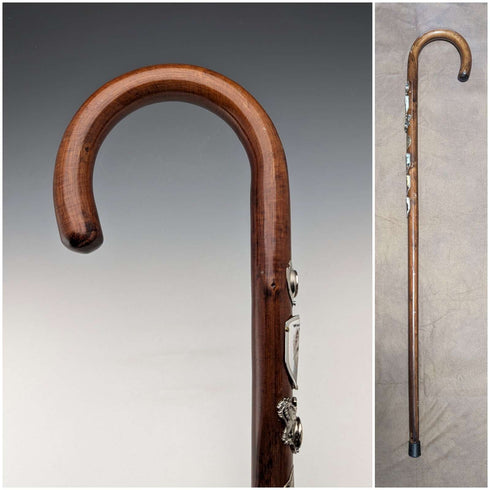 Vintage Men's Tourist Walking Stick, Brown Shaft, 94cm