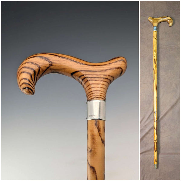 Bastón de madera con eje de roble, mango derby con decoración de plata de ley, fabricado en el Reino Unido, 2018, 88 cm