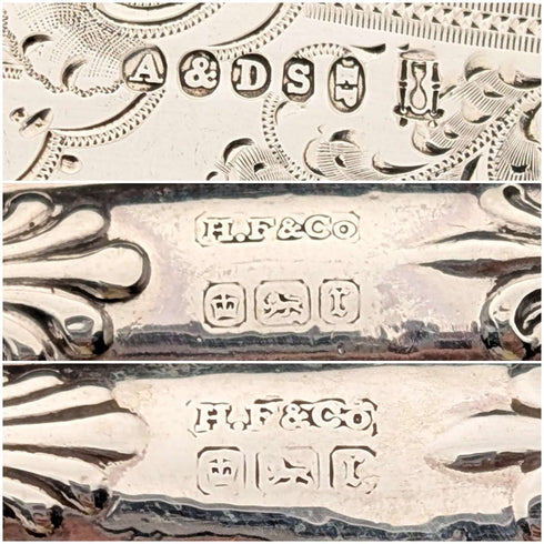 1909년 영국 앤틱 순은 핸들 피쉬 커틀러리 6세트 해리슨 피셔
