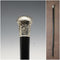 1922 British Antique Black Shaft Sterling Silver Rondelle Handle Walking Stick Cane 91cm