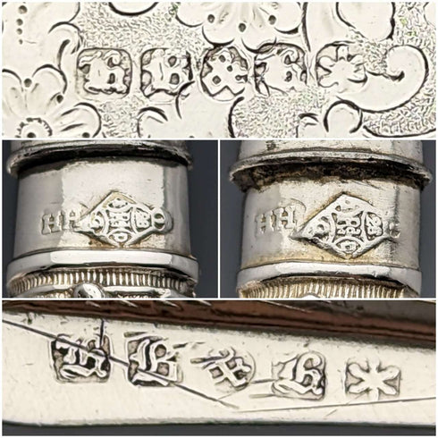 约1878年 英国古董镀银餐具 刀11件及叉12件套 木盒装 William Gallimore制