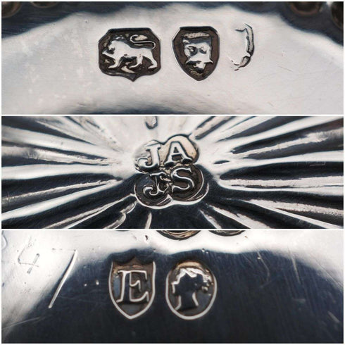 1880年 英國古董 純銀帶腳碟 124克 Holland Son&Slater