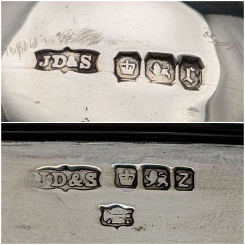 1895年 英国アンティーク 純銀&ガラス スキットル ヒップフラスコ James Dixon and Sons