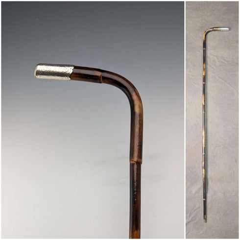 1901년 영국 앤티크 여성용 순은 장식 L자 핸들 스틱 지팡이 90cm