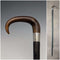 1907 British Antique Men's Cane Horn Handle Sterling Silver Decoration Black Shaft 88cm