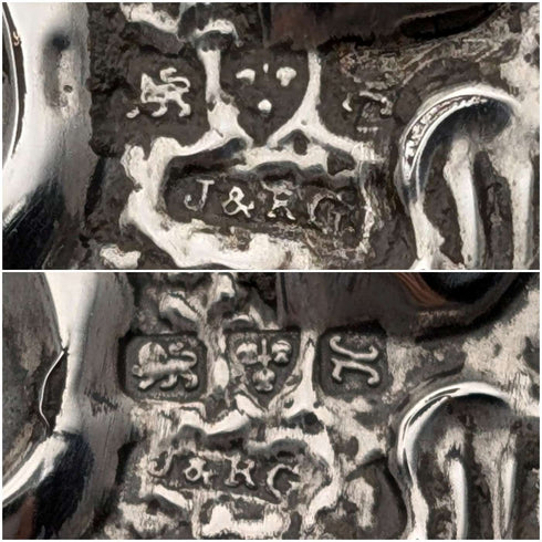 1908년 영국 앤틱 순은 장식 핸들 의류용 브러시 세트 J&R Griffin