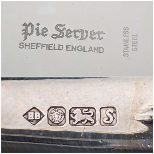 Cuchillo para pasteles vintage británico de 1992, con mango de plata esterlina, en su caja, Harrison Brothers
