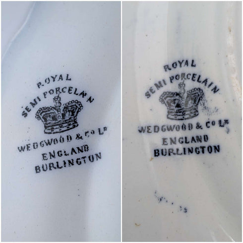 英国アンティーク バーリントンパターン 半磁器製 ランチプレートペア Wedgwood&Co.