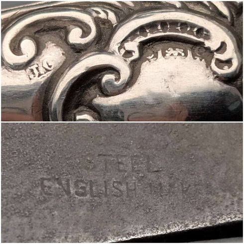 1904 British antique pure silver handle shoehorn by Joseph Gloster
