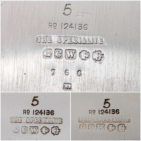 Juego de té de 3 piezas de plata chapada, antigüedades británicas, GRAINGER & CAMPBELL