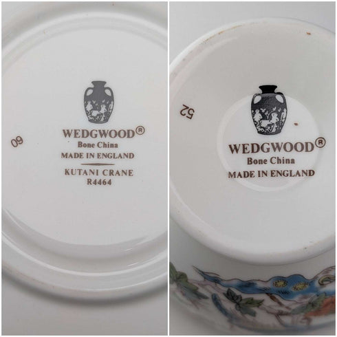 Juego de 3 tazas y platillos Wedgwood "Kutani Crane" vintage británico ①