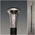 Bastón de caballero antiguo británico de 1922, plata maciza grabada con mango redondo, fuste negro, 90 cm, TD