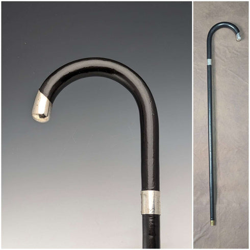 Bastón vintage británico de 1933 para caballero, con empuñadura curva decorada en plata de ley, 82 cm