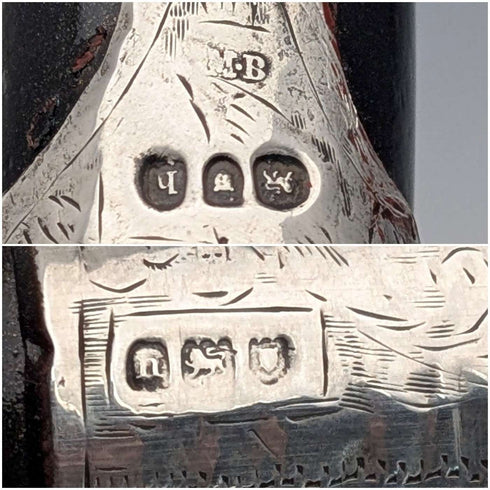 1903年英國古董黑軸彎柄純銀裝飾手杖92厘米