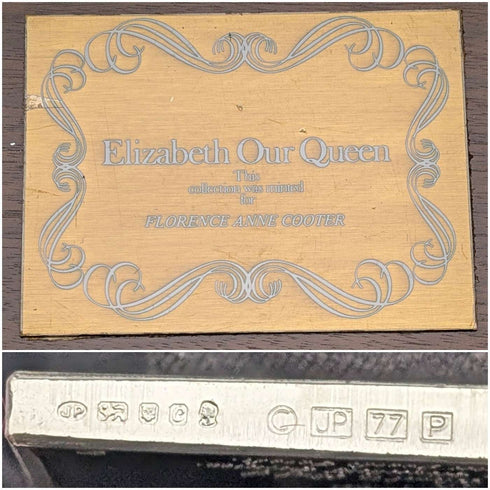 1977년 영국산 순은 주빌리 잉곳 25개 세트 총 641g, 목재 상자 포함, John Pinches