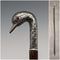 Bastón antiguo británico para dama, empuñadura de plata con cabeza de cisne, 77 cm