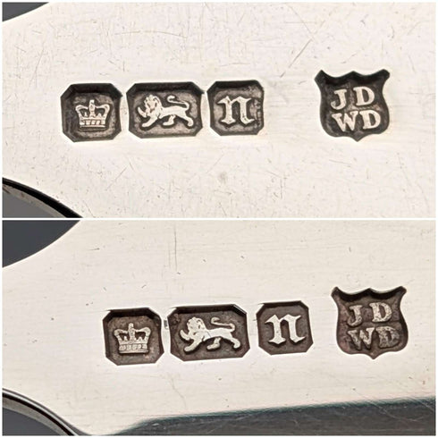 1905年 英国アンティーク 純銀製 ティーキャディースプーン&トング James Deakin&Sons ケース入