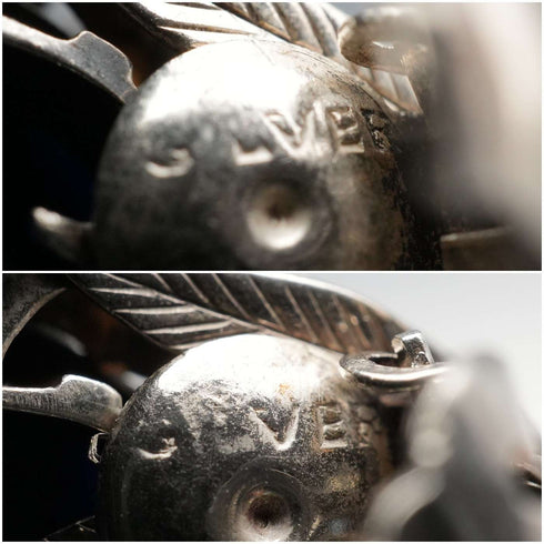 Pendientes de clip de diseño botánico en plata vintage y lapislázuli