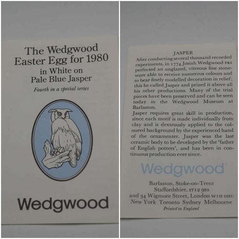 Huevo de Pascua de Jasperware de Wedgwood, Reino Unido, azul pálido, en caja