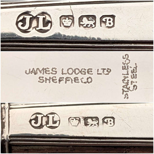 1969年 英国ヴィンテージ 純銀ハンドル ティーカトラリー 6ペア John Lodge ケース入