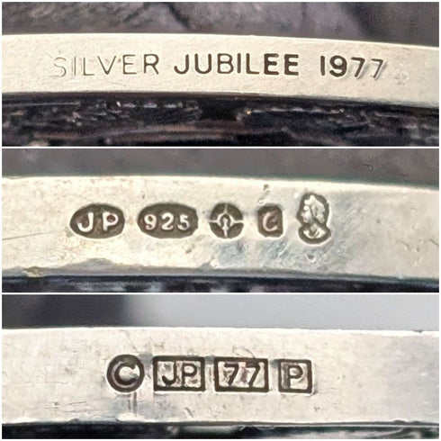 Colgante ovalado de plata de ley fabricado en el Reino Unido en 1977 con cadena de plata de ley, 22,4 g en total