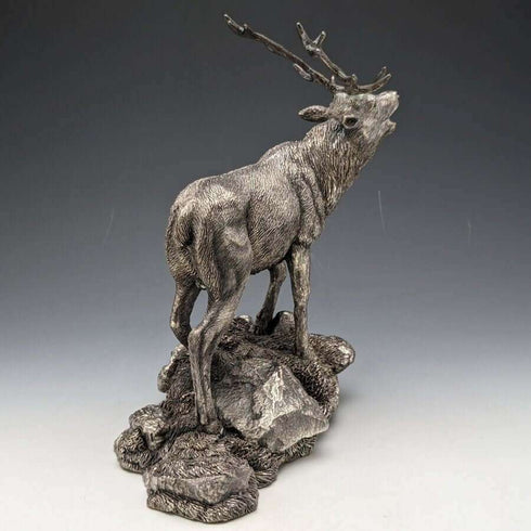 純銀張り彫刻 特大 牡鹿 オブジェ 900g 高さ20cm 英国 カントリーアーティスト社