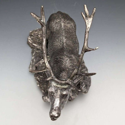 純銀張り彫刻 特大 牡鹿 オブジェ 900g 高さ20cm 英国 カントリーアーティスト社