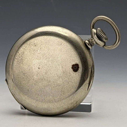 Soporte para reloj de bolsillo de plata esterlina victoriano con forma de corazón, Inglaterra, circa 1899, con reloj de bolsillo REVUE