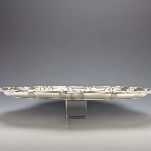 1898 Antigüedad británica, salva de plata esterlina (plata 925) sin patas, 30 cm de diámetro, 670 g, Henry Bourne