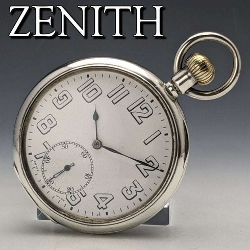 1918年 古董 运行正常 芝柏(Zenith)纯银表壳 军表风格 怀表