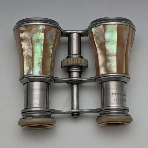 German vintage mother of pearl decoration opera glasses binoculars original case