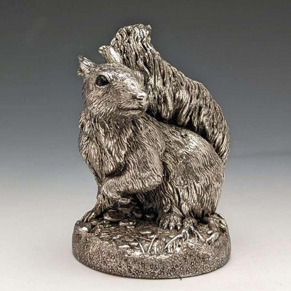 Escultura de ardilla bañada en plata pura, objeto decorativo, 263g, 8.5cm de altura, Country Artists, Reino Unido