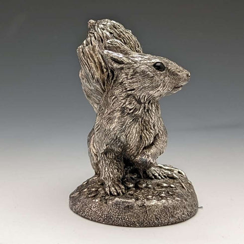 純銀張り彫刻 リス オブジェ 263g 高さ8.5cm 英国 カントリーアーティスト社