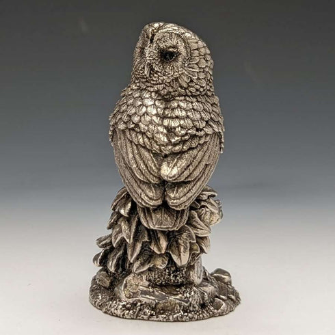 純銀張り彫刻 フクロウ オブジェ 109g 高さ7.5cm 英国 カントリーアーティスト社