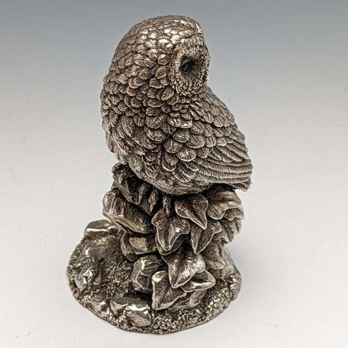 純銀張り彫刻 フクロウ オブジェ 109g 高さ7.5cm 英国 カントリーアーティスト社