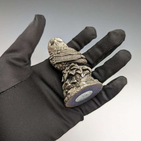 純銀張り彫刻 フクロウ オブジェ 109g 高さ7.5cm 英国 カントリーアーティスト社